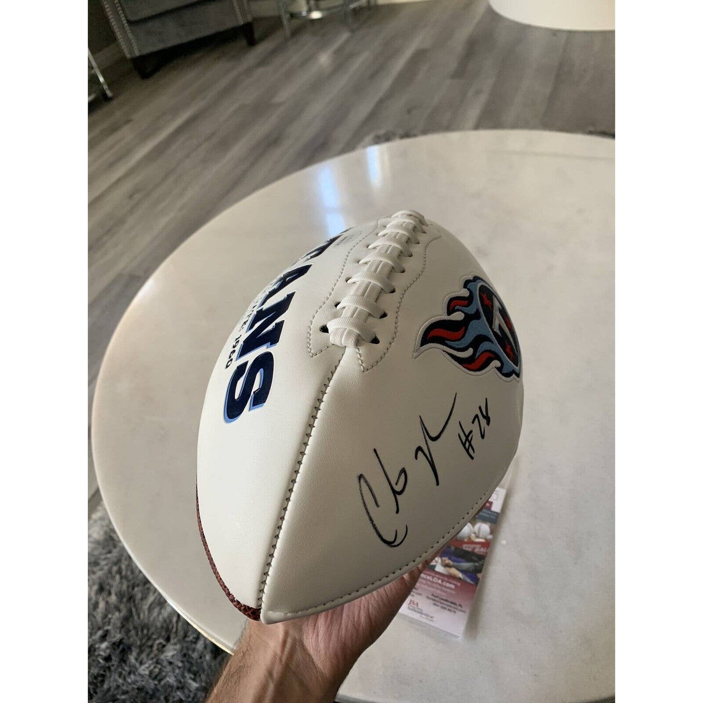 Chris Johnson Autographed/Signed Football JSA COA Tennessee Titans - TreasuresEvolved