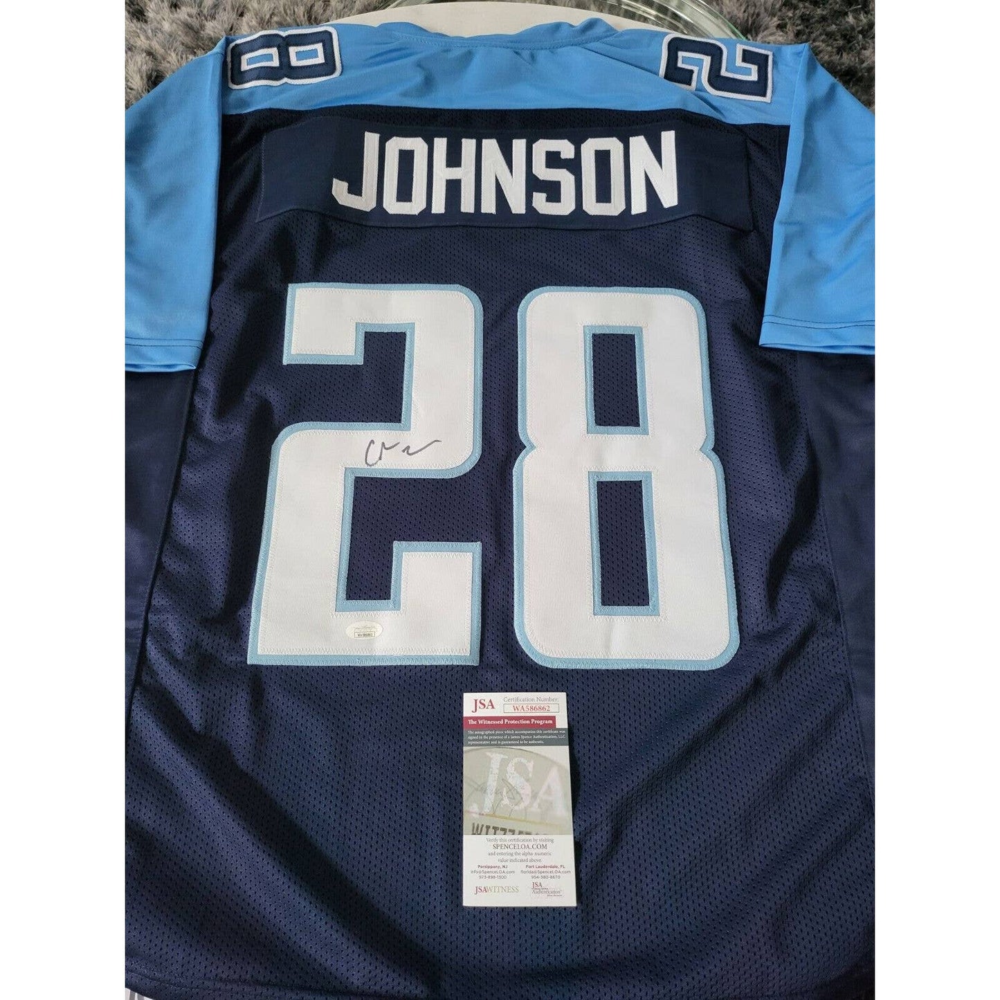 Chris Johnson Autographed/Signed Jersey COA Tennessee Titans - TreasuresEvolved