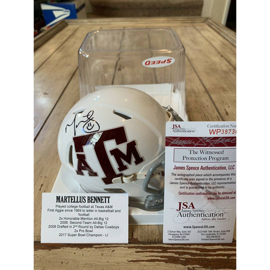 Martellus Bennett Autographed/Signed Mini Helmet JSA COA Texas A&M Aggies B - TreasuresEvolved