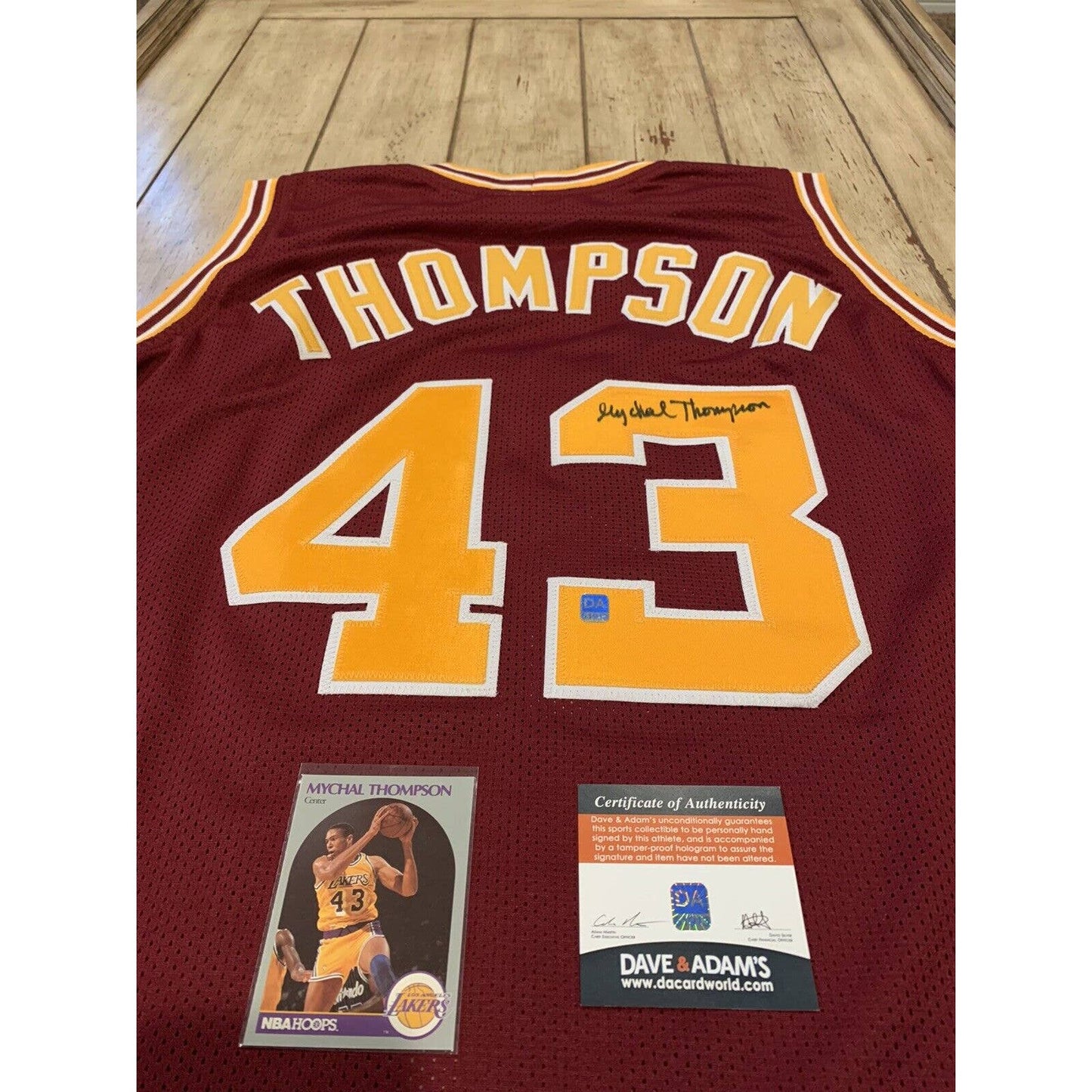 Mychal Thompson Autographed/Signed Jersey COA Los Angeles Lakers LA Minnesota - TreasuresEvolved