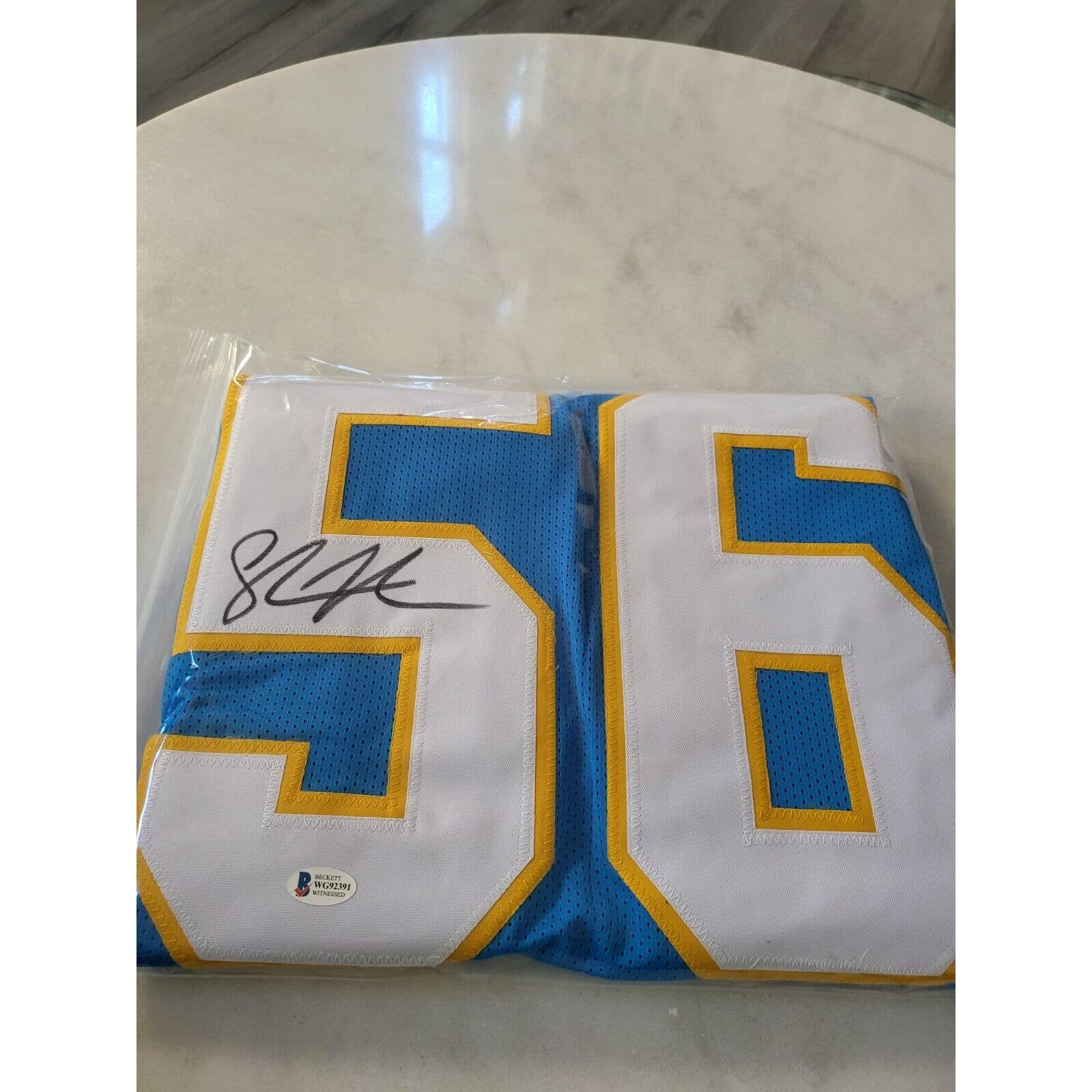 Shawne Merriman Autographed/Signed Jersey COA San Diego Chargers Los Angeles LA - TreasuresEvolved