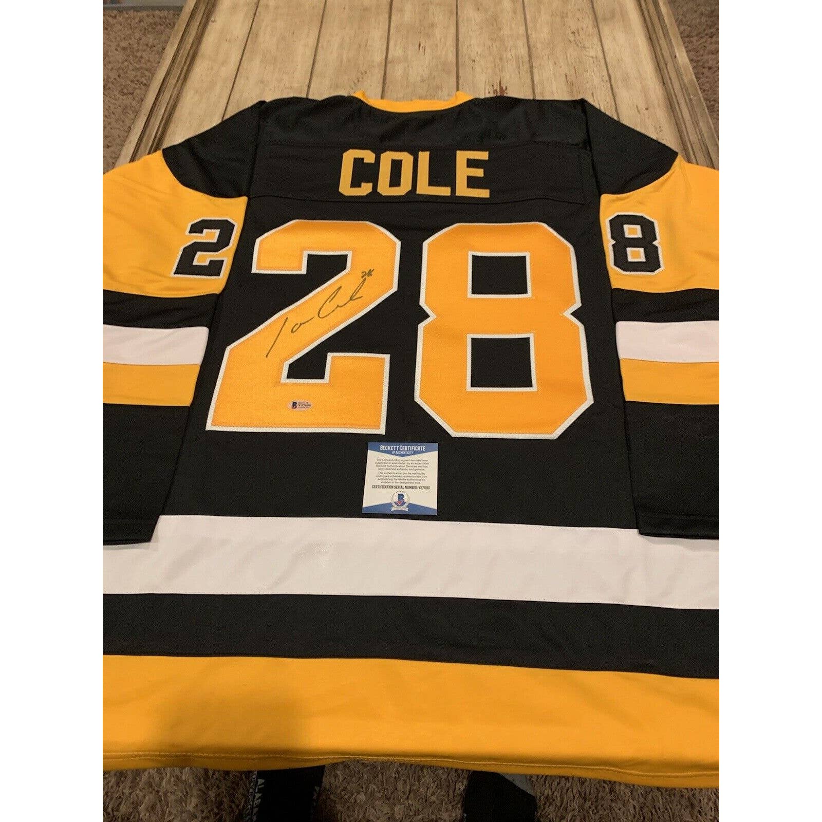Ian Cole Autographed/Signed Jersey Beckett COA Pittsburgh Penguins - TreasuresEvolved