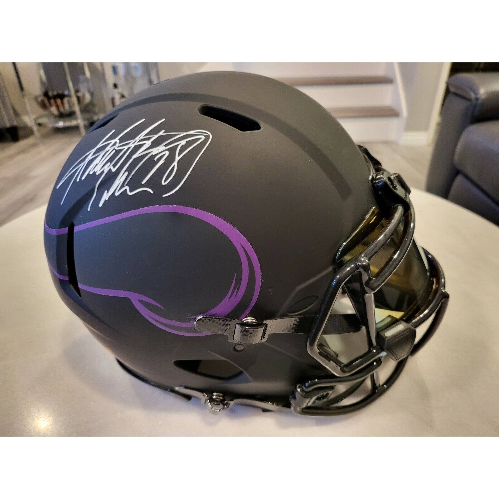Adrian Peterson Autographed/Signed Authentic Full Size Helmet Eclipse Visor - TreasuresEvolved