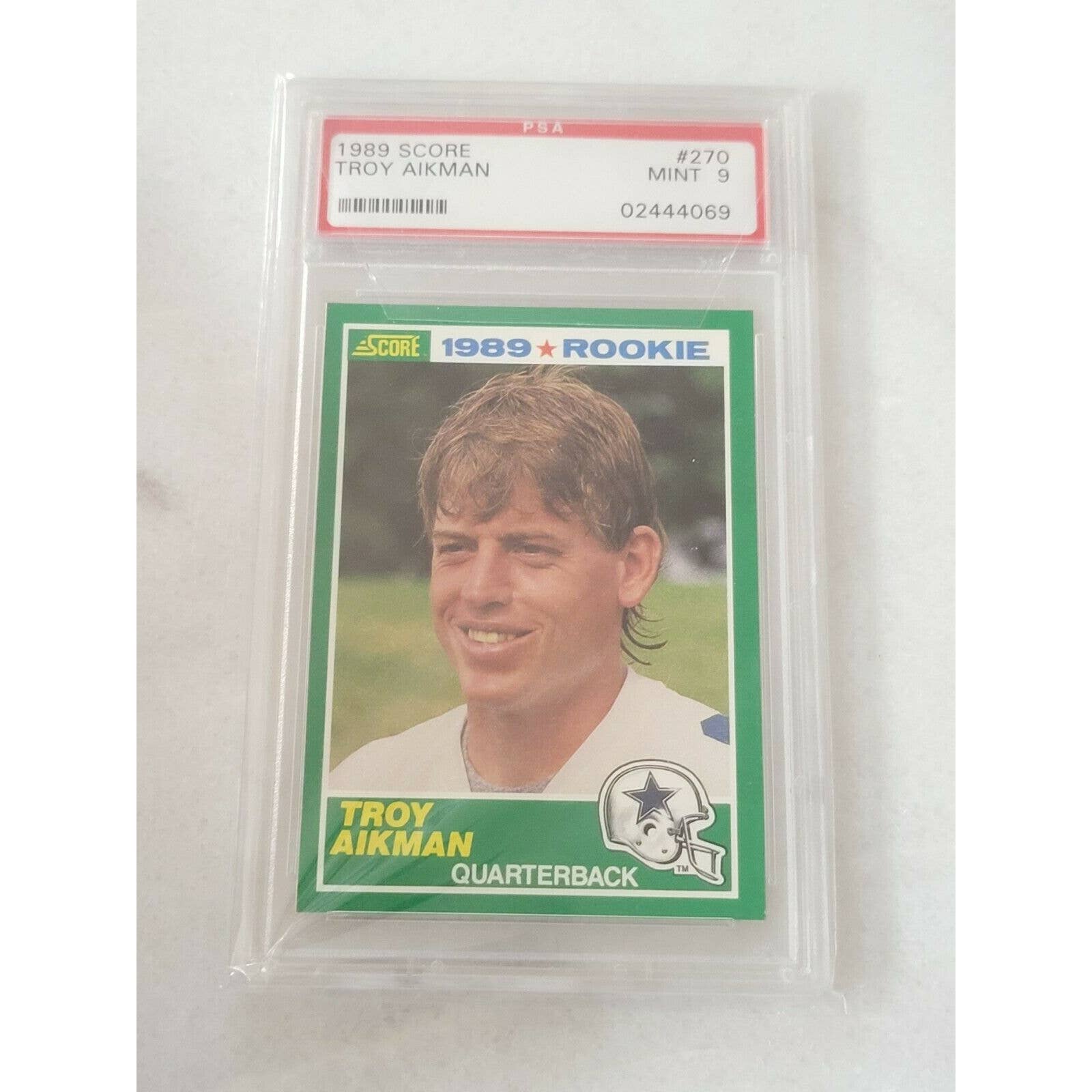 1989 SCORE FOOTBALL TROY AIKMAN ROOKIE RC #270 PSA 9 MINT - TreasuresEvolved