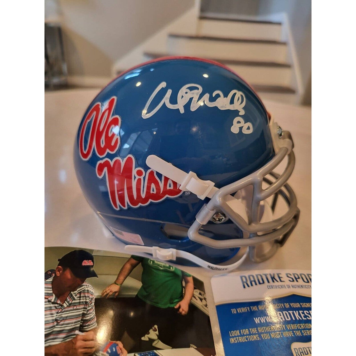 Wesley Walls Autographed/Signed Mini Helmet COA Ole Miss Rebels - TreasuresEvolved