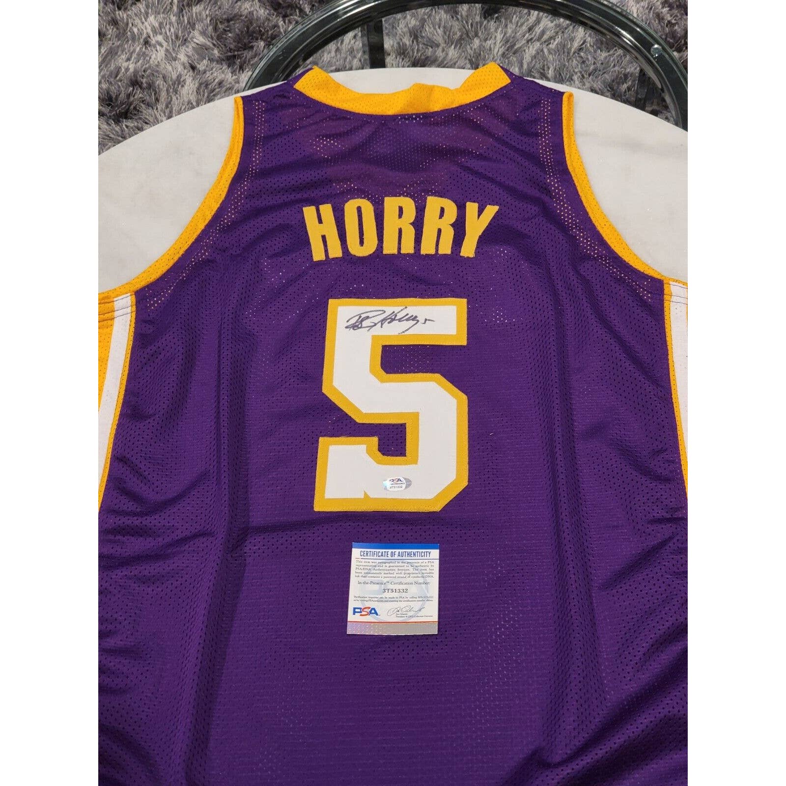 Robert Horry Autographed/Signed Jersey PSA/DNA COA Los Angeles Lakers - TreasuresEvolved