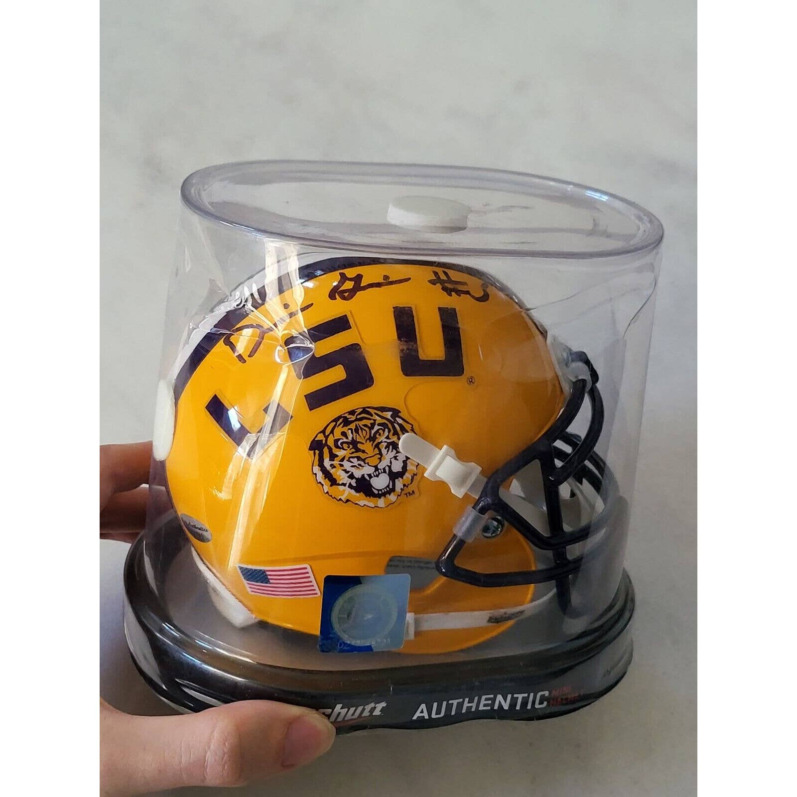 Derrius Guice Autographed/Signed Mini Helmet LSU Tigers - TreasuresEvolved