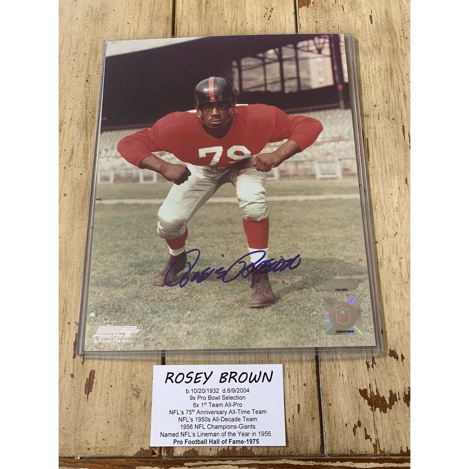 Rosey Brown Autographed/Signed 8x10 Photo TRISTAR New York Giants - TreasuresEvolved