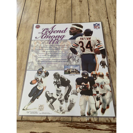 Walter Payton Autographed/Signed 16x20 Photo Chicago Bears HOF - TreasuresEvolved