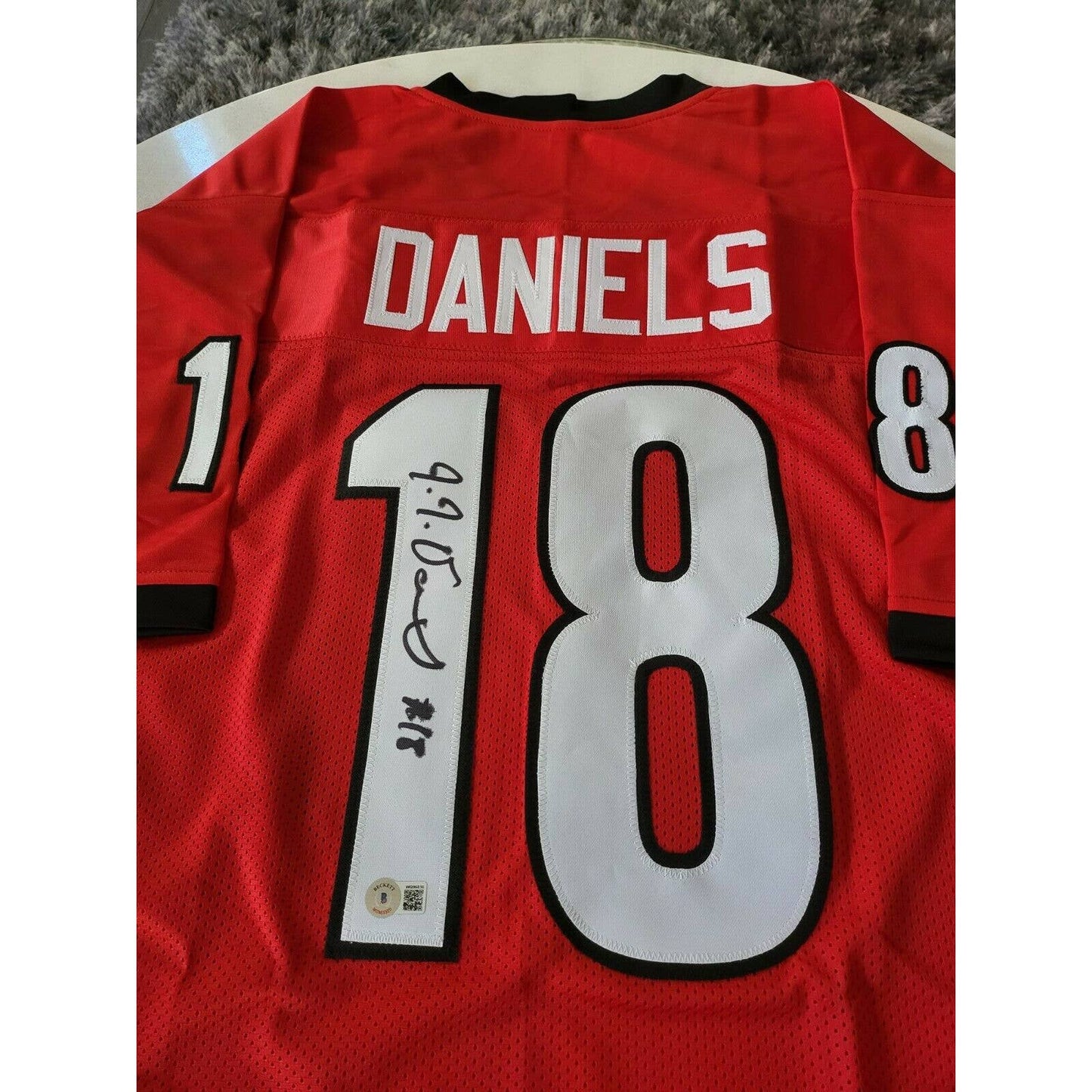 J.T. Daniels Autographed/Signed Jersey Beckett Sticker Georgia Bulldogs JT - TreasuresEvolved