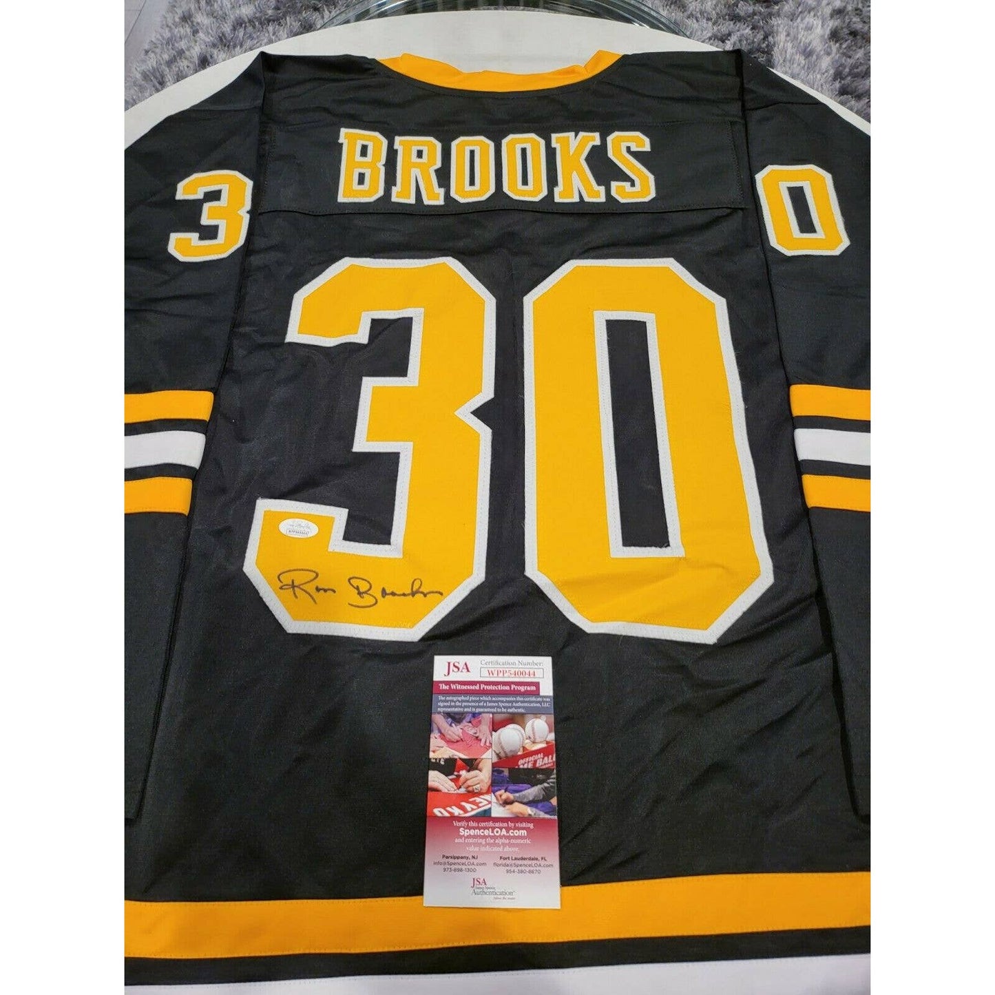 Ross Brooks Autographed/Signed Jersey JSA COA Boston Bruins - TreasuresEvolved