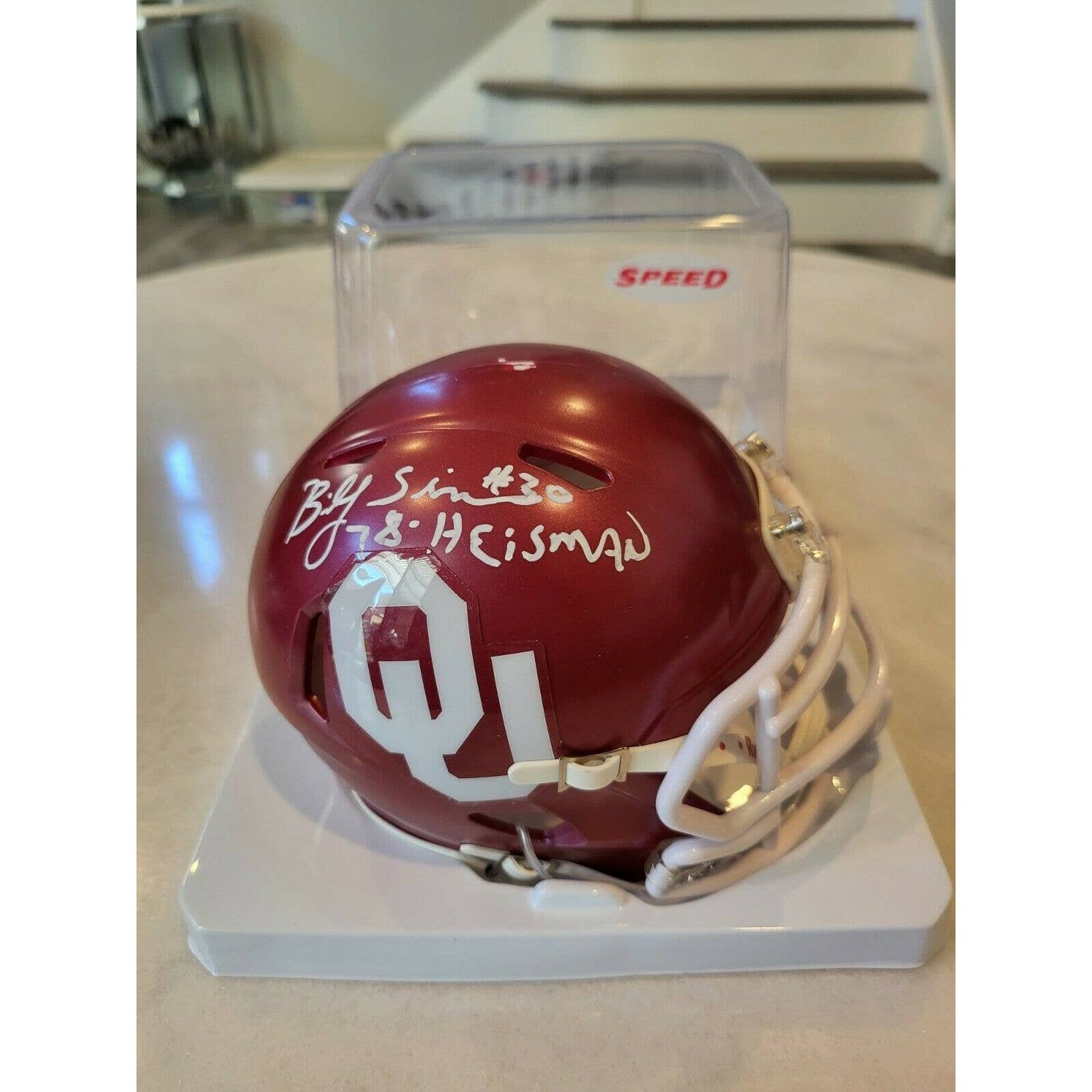 Billy Sims Autographed/Signed Mini Helmet TRISTAR Oklahoma Sooners Heisman - TreasuresEvolved