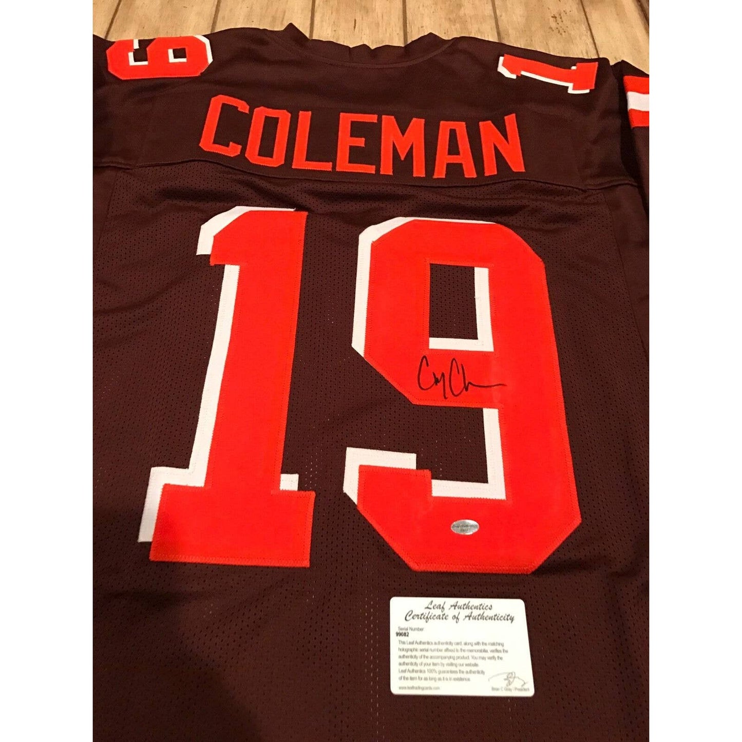 Corey Coleman Autographed Jersey LEAF COA Cleveland Browns nfl signed rookie - TreasuresEvolved
