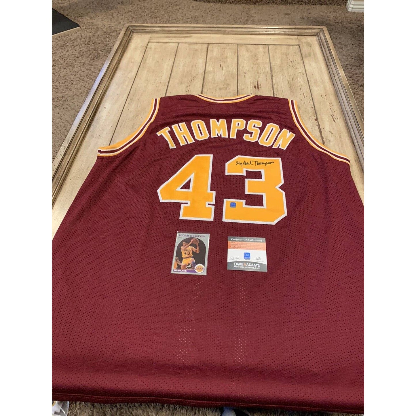 Mychal Thompson Autographed/Signed Jersey COA Los Angeles Lakers LA Minnesota - TreasuresEvolved