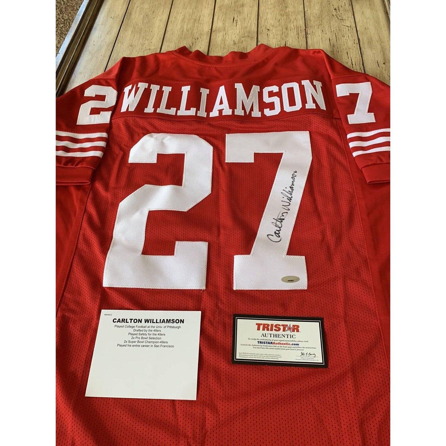 Carlton Williamson Autographed/Signed Jersey TRISTAR COA San Francisco 49ers - TreasuresEvolved
