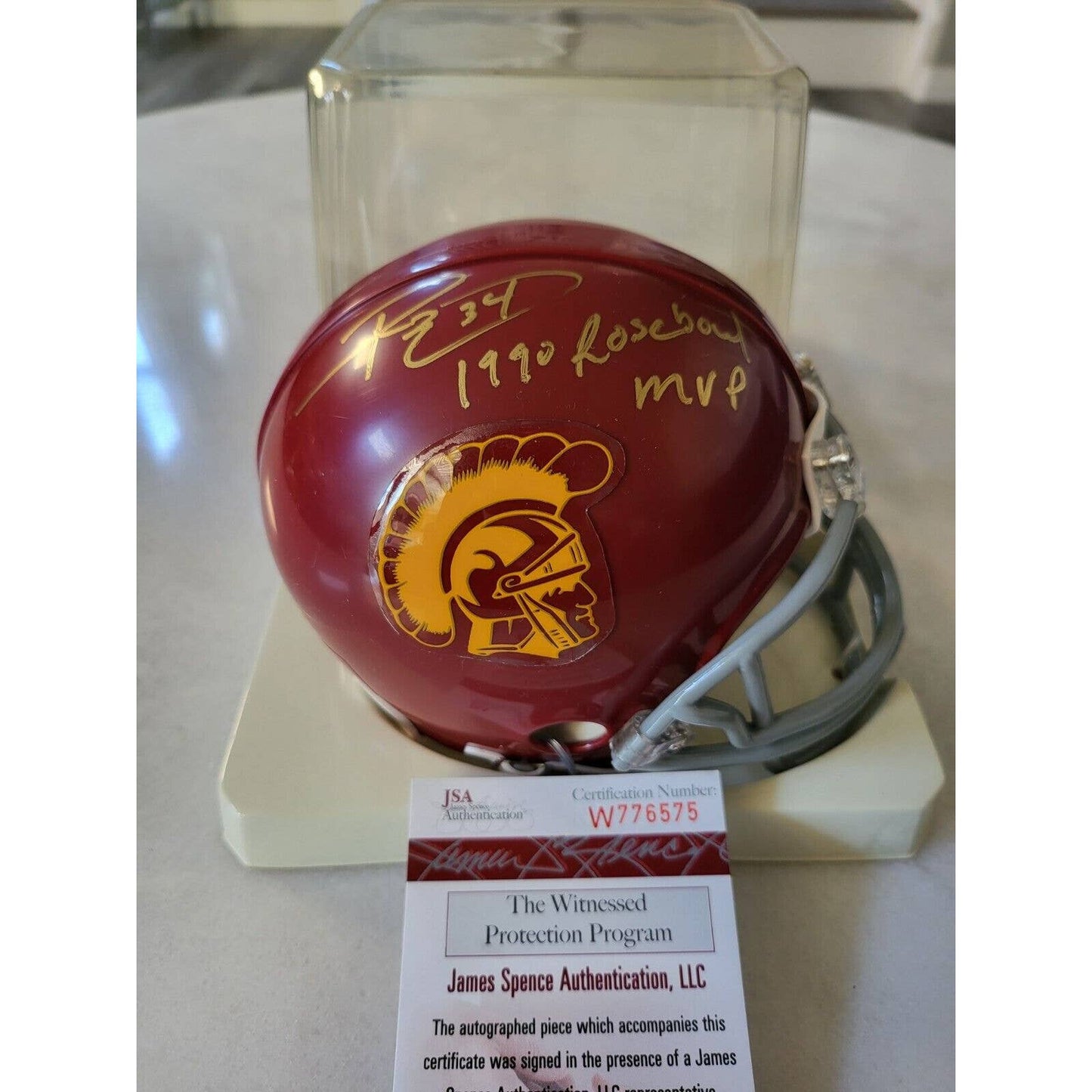 Ricky Ervins Autographed/Signed Mini Helmet JSA COA USC Trojans C - TreasuresEvolved