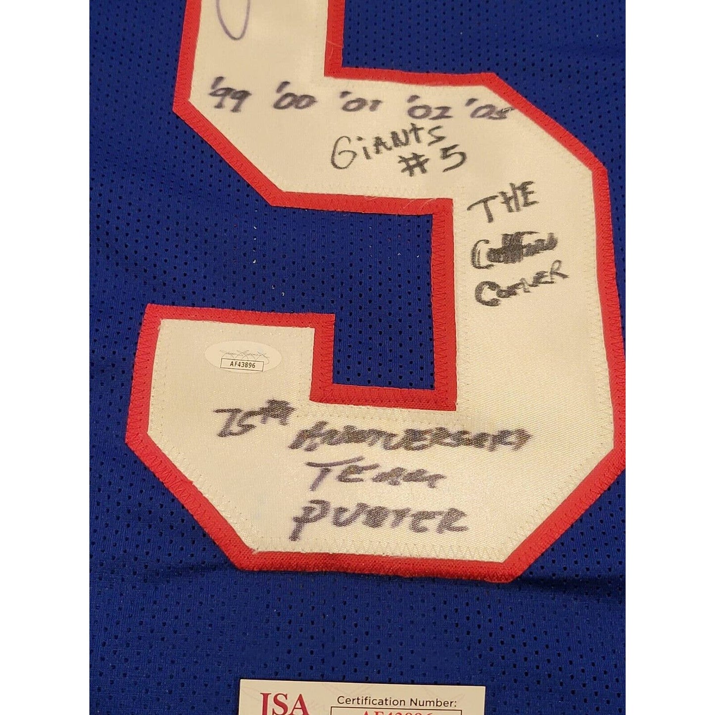 Sean Landeta Autographed/Signed Jersey JSA COA New York Giants - TreasuresEvolved