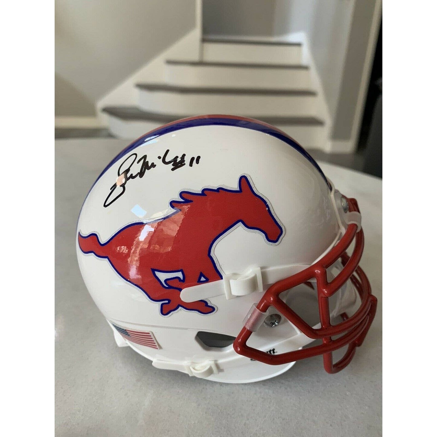 Lance Mcilhenny Autographed/Signed Mini Helmet JSA COA SMU Mustangs - TreasuresEvolved