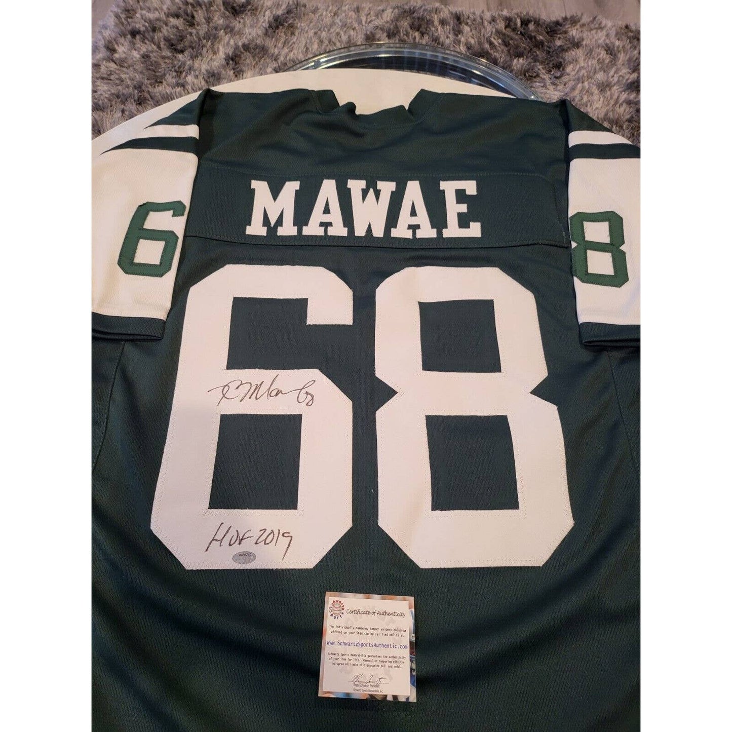 Kevin Mawae Autographed/Signed Jersey Schwartz COA New York Jets NY - TreasuresEvolved