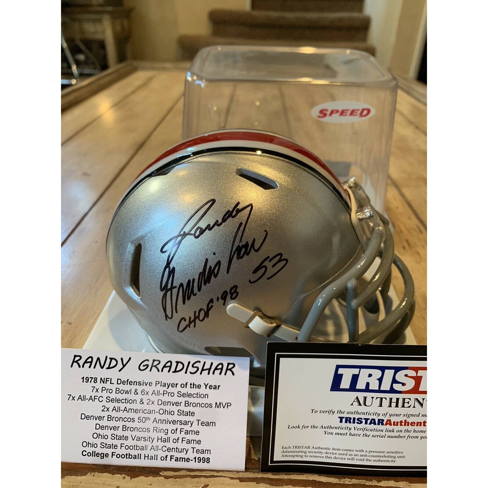 Randy Gradishar Autographed/Signed Mini Helmet TRISTAR COA Ohio St Buckeyes A - TreasuresEvolved