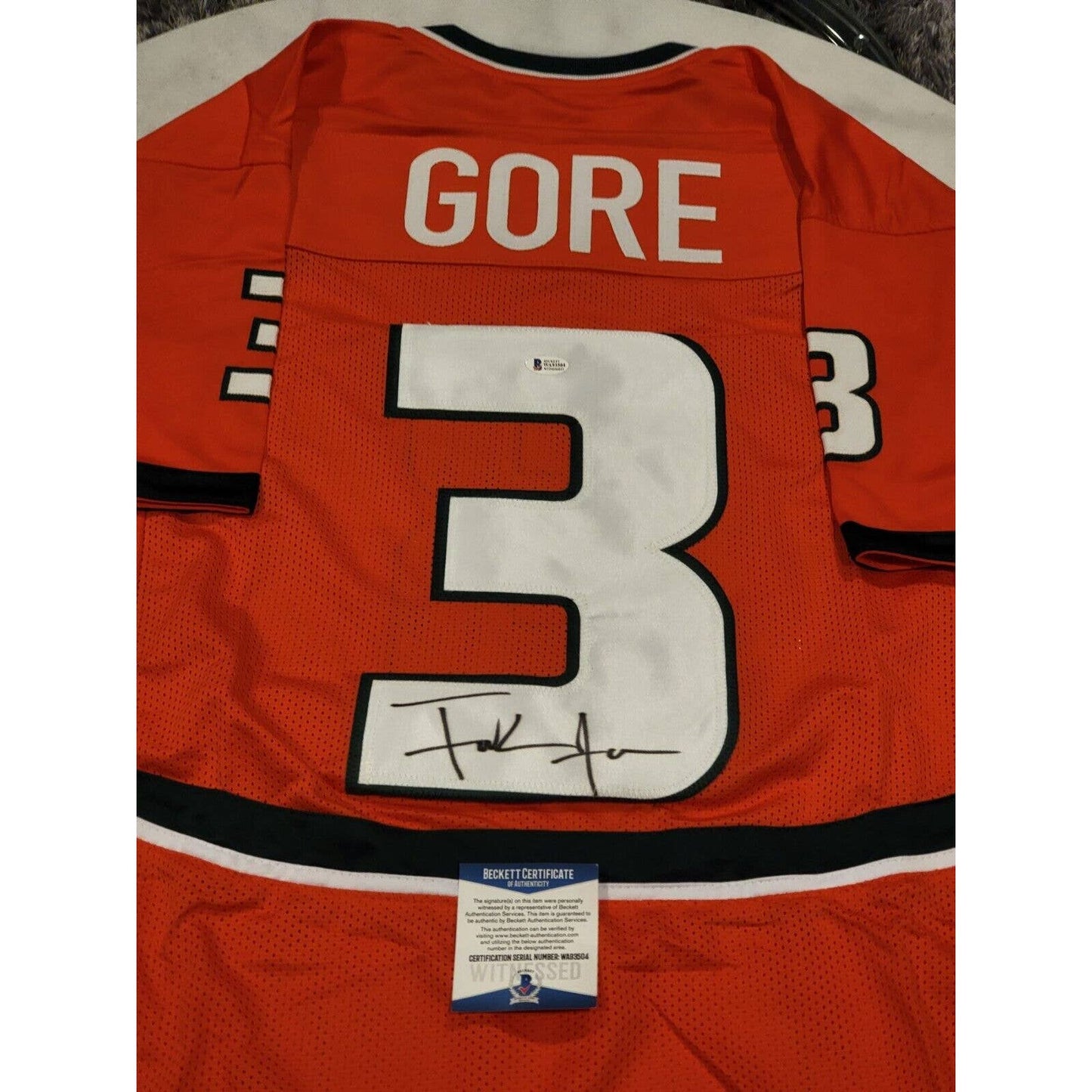 Frank Gore Autographed/Signed Jersey Beckett COA Miami Hurricanes - TreasuresEvolved