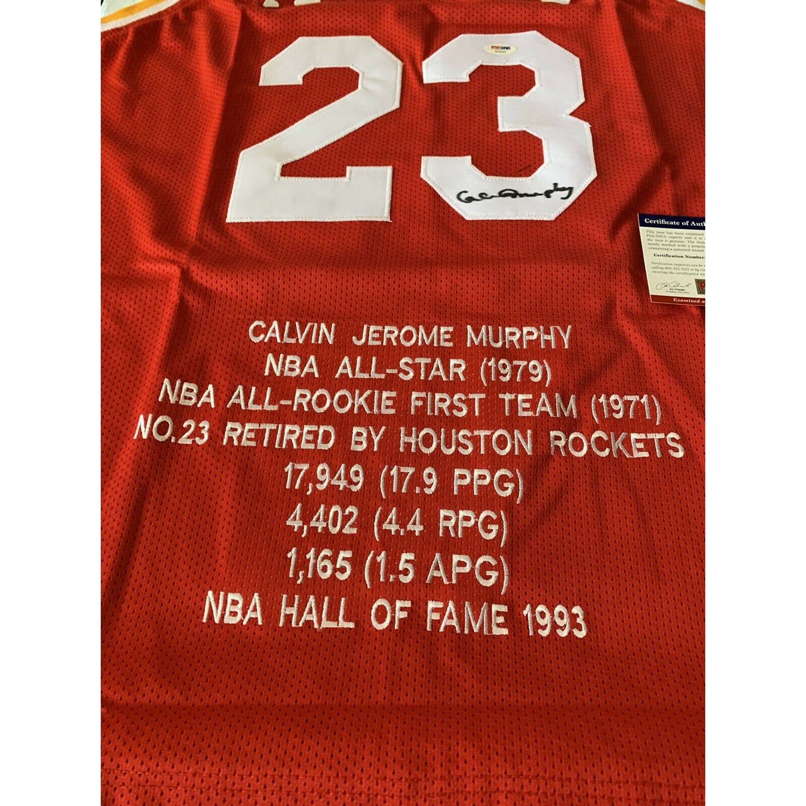 Calvin Murphy Autographed/Signed Jersey PSA/DNA COA Houston Rockets - TreasuresEvolved