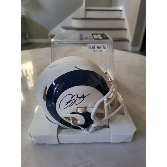 Isaac Bruce Autographed/Signed Mini Helmet FANATICS LA Rams Flat White - TreasuresEvolved