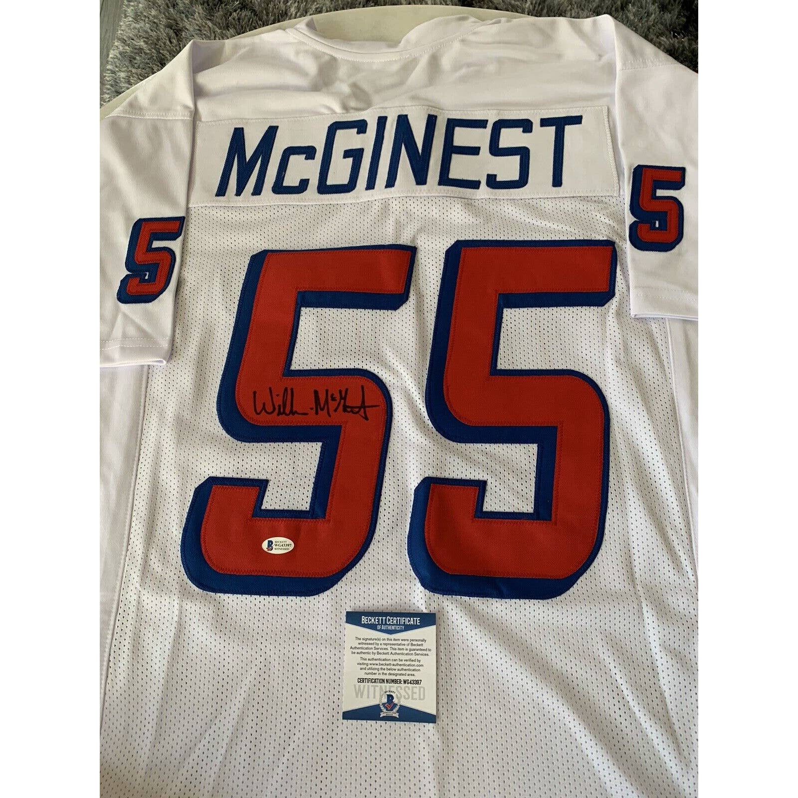 Willie McGinest Autographed/Signed Jersey Beckett COA New England Patriots - TreasuresEvolved