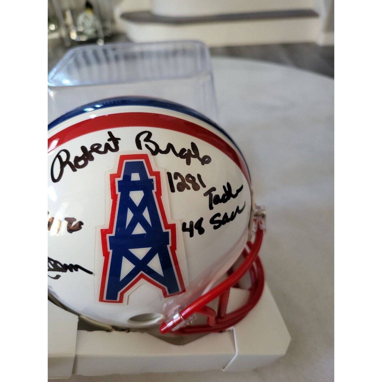 Robert Brazile Autographed/Signed Mini Helmet PSA/DNA COA Houston Oilers - TreasuresEvolved