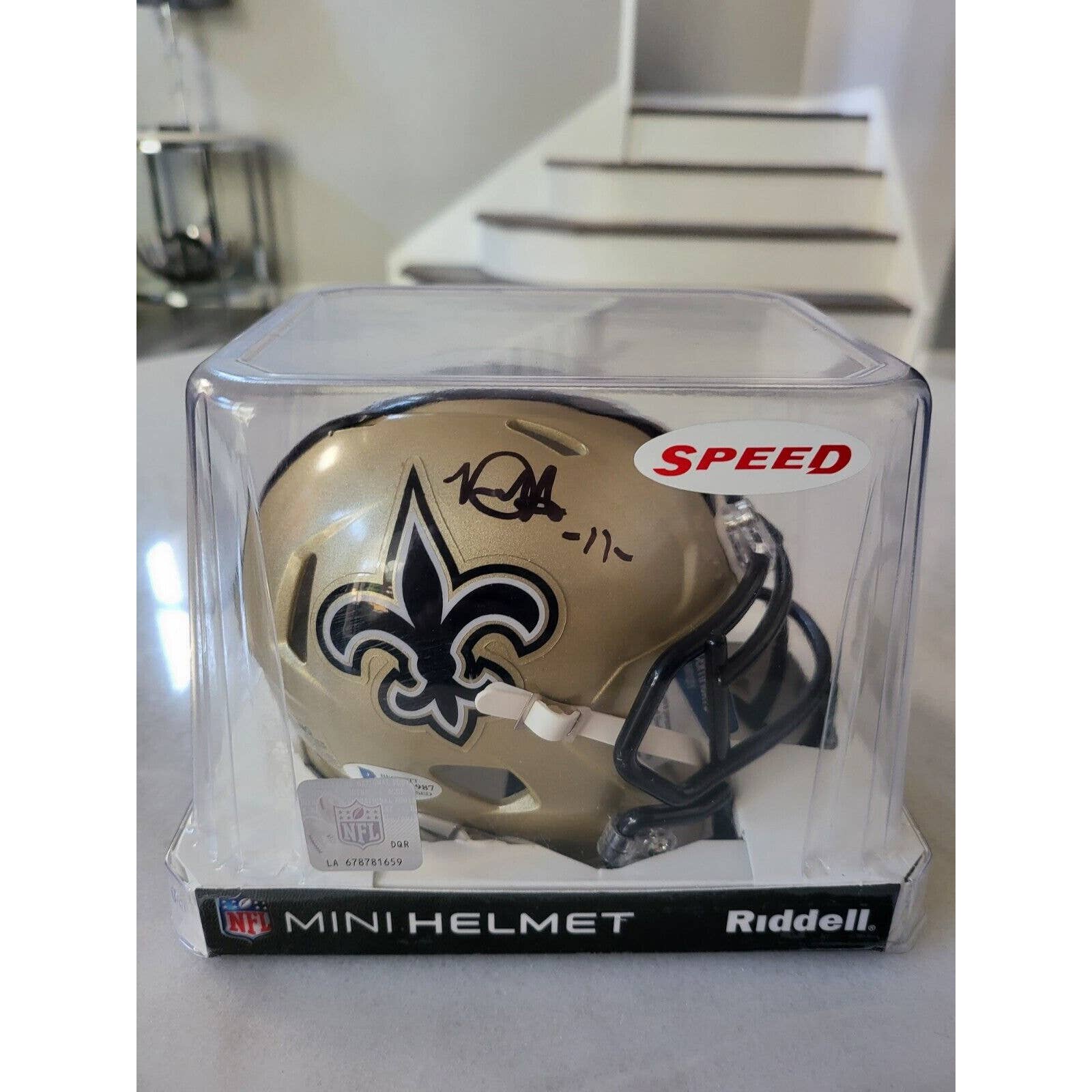 Deonte Harris Autographed/Signed Mini Helmet Beckett New Orleans Saints - TreasuresEvolved