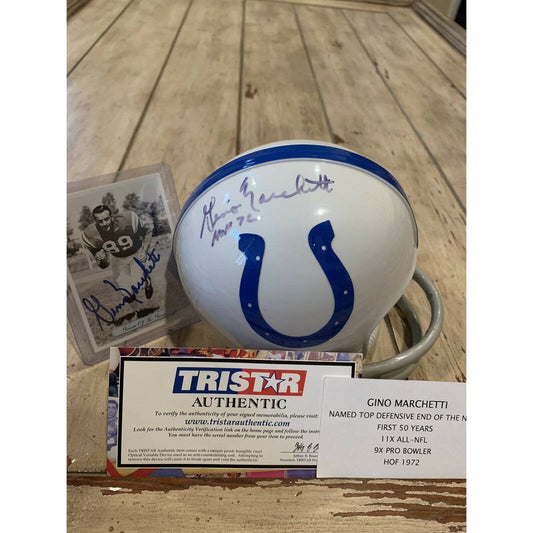 Gino Marchetti Autographed/Signed Mini Helmet TRISTAR Indianapolis Colts - TreasuresEvolved