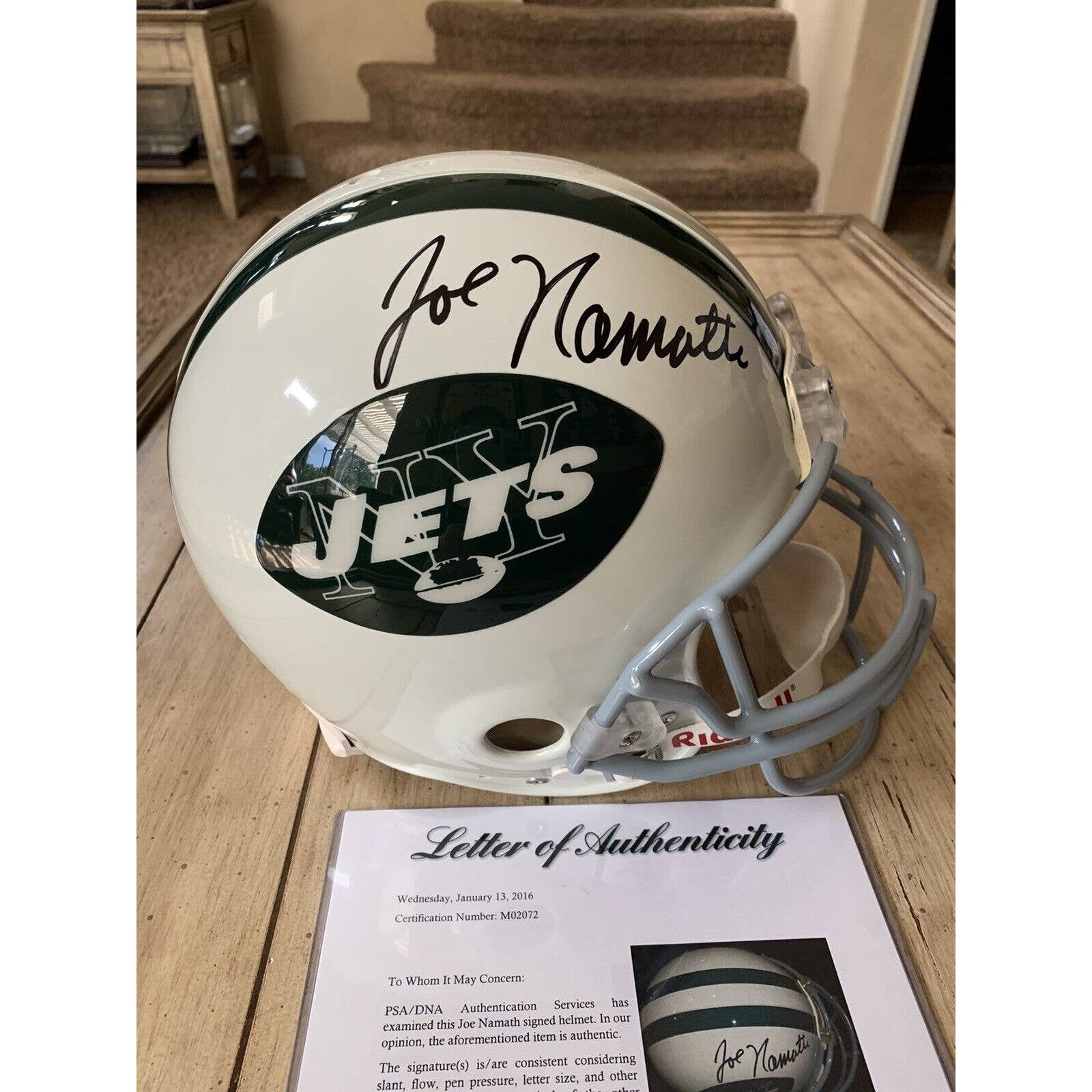 Joe Namath Autographed/Signed Authentic Full Size Helmet New York Jets NY - TreasuresEvolved