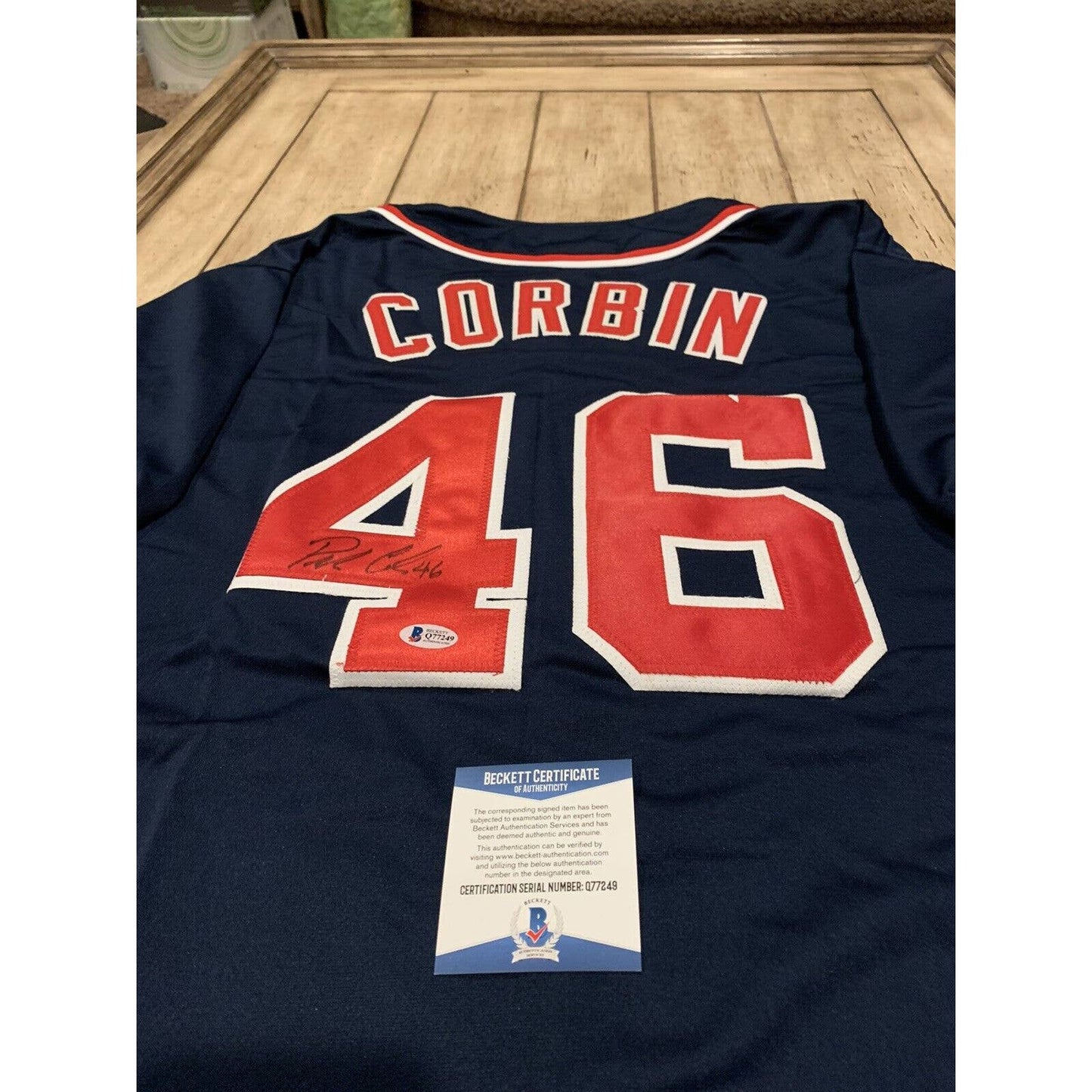 Patrick Corbin Autographed/Signed Jersey Beckett COA Washington Nationals - TreasuresEvolved