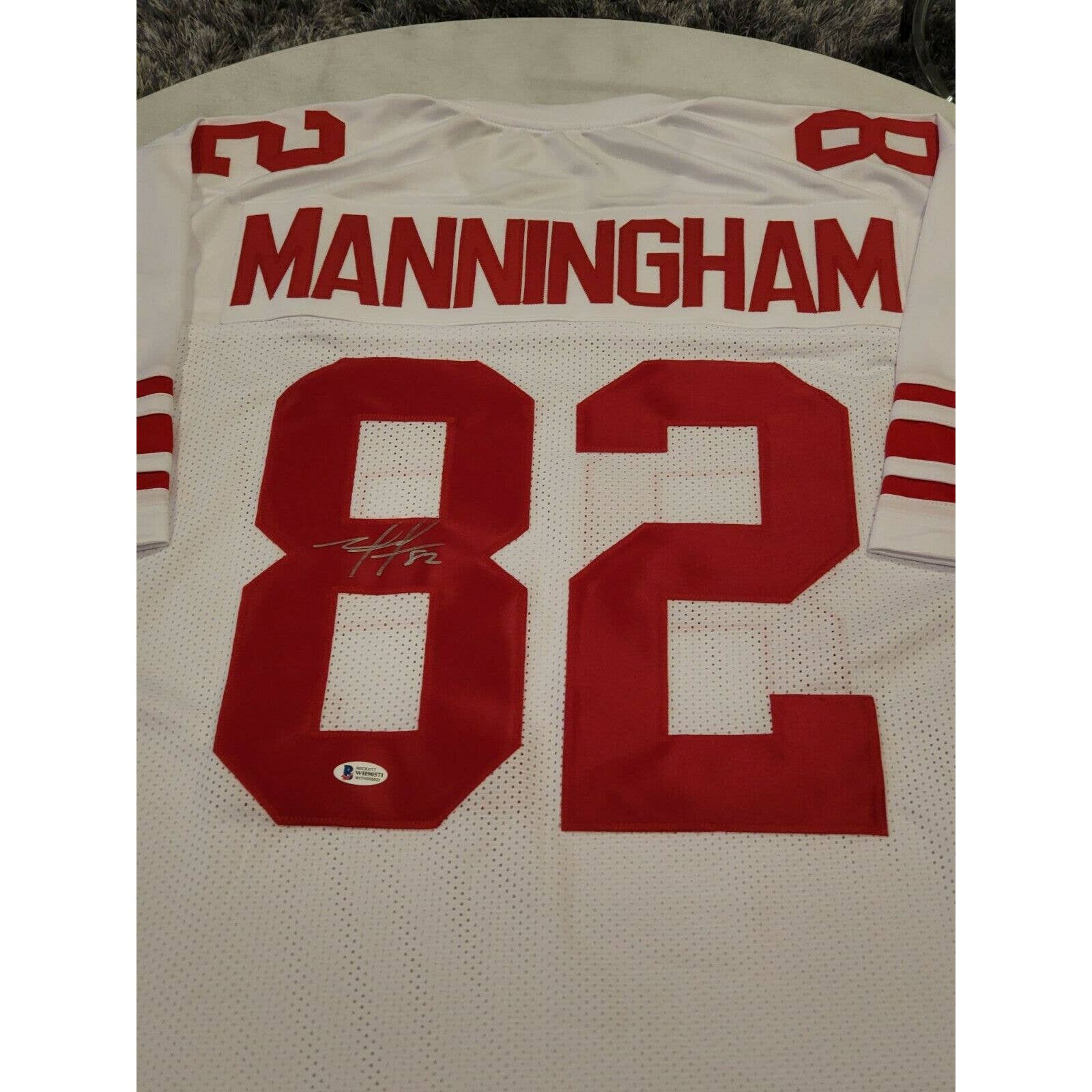 Mario Manningham Autographed/Signed Jersey Beckett New York Giants Super Bowl - TreasuresEvolved