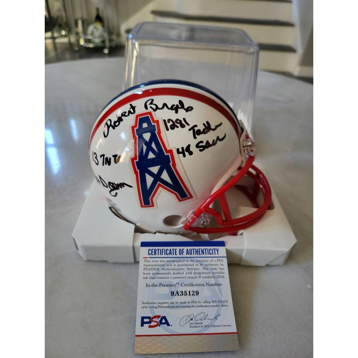 Robert Brazile Autographed/Signed Mini Helmet PSA/DNA COA Houston Oilers - TreasuresEvolved