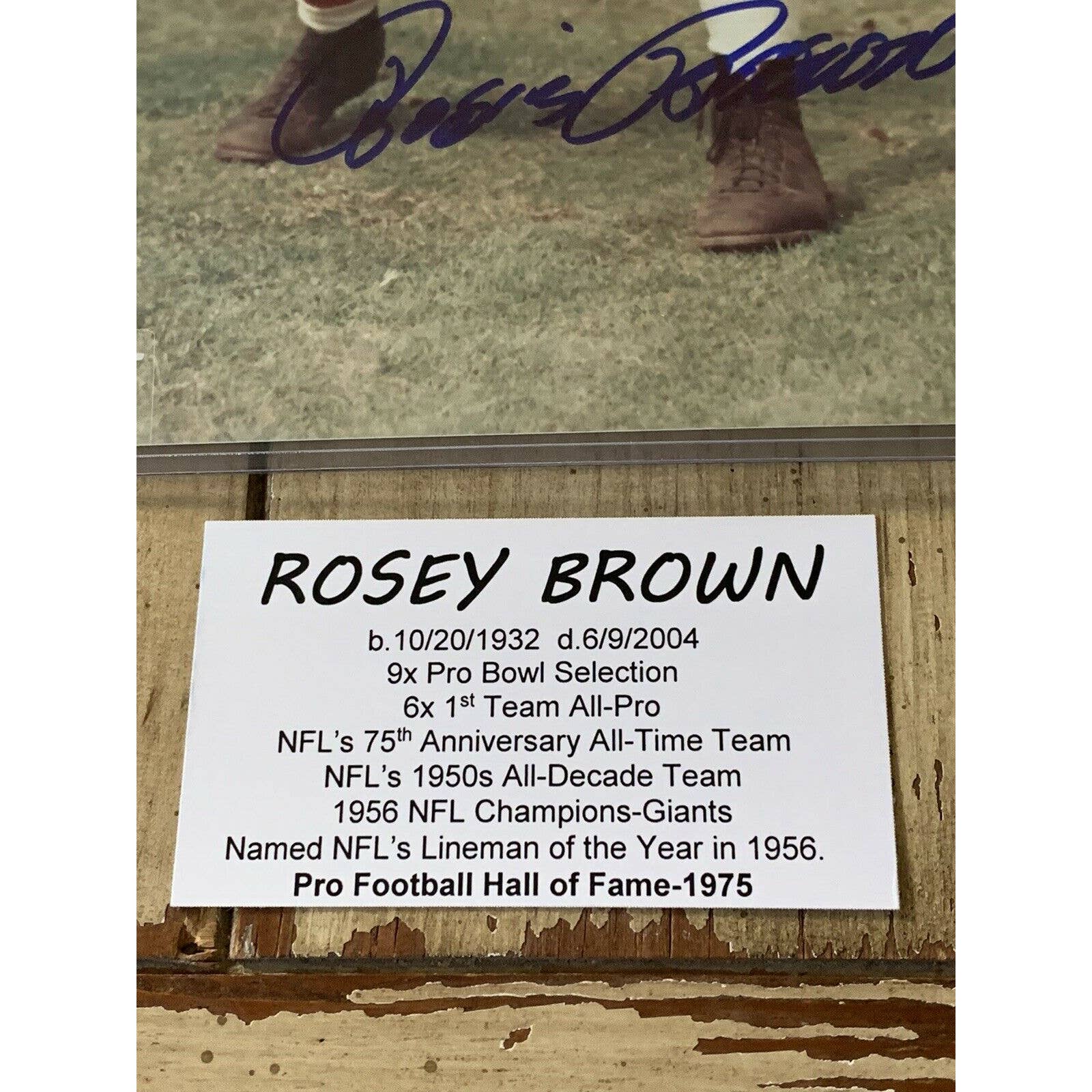 Rosey Brown Autographed/Signed 8x10 Photo TRISTAR New York Giants - TreasuresEvolved