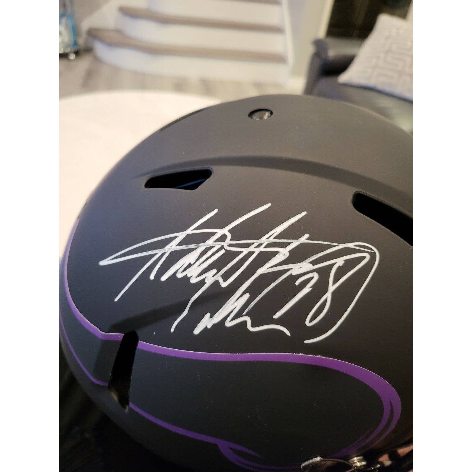 Adrian Peterson Autographed/Signed Authentic Full Size Helmet Eclipse Visor - TreasuresEvolved