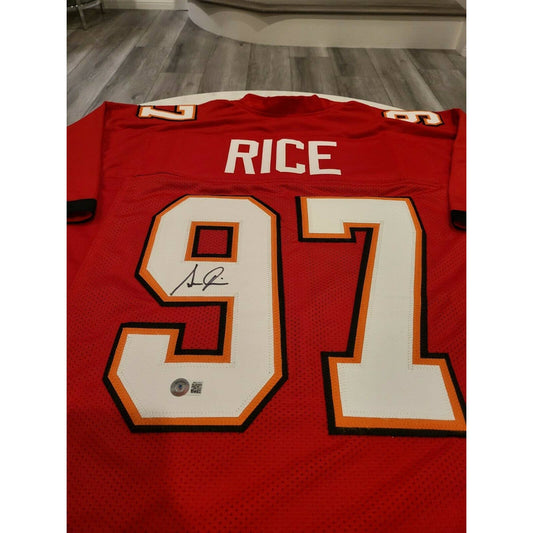 Simeon Rice Autographed/Signed Jersey Beckett Sticker Tampa Bay Buccaneers - TreasuresEvolved