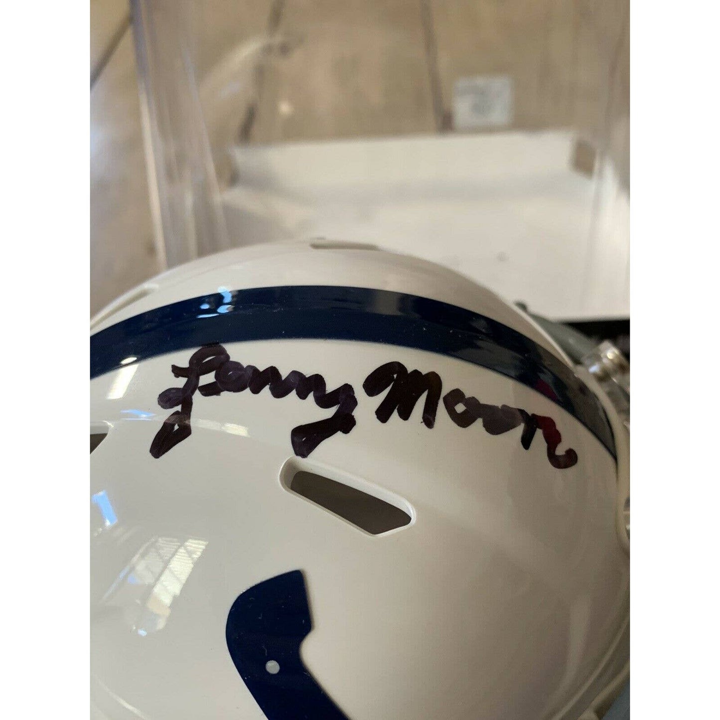 Lenny Moore Autographed/Signed Mini Helmet Beckett COA Indianapolis Colts A - TreasuresEvolved