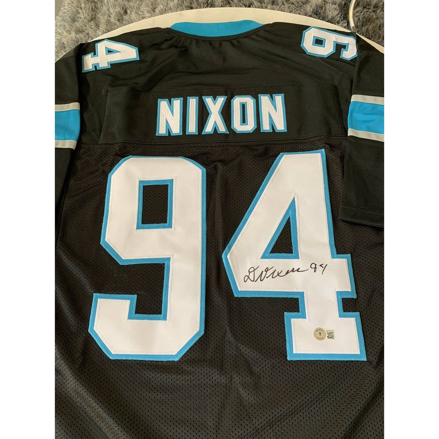 Daviyon Nixon Autographed/Signed Jersey Beckett Sticker Carolina Panthers - TreasuresEvolved