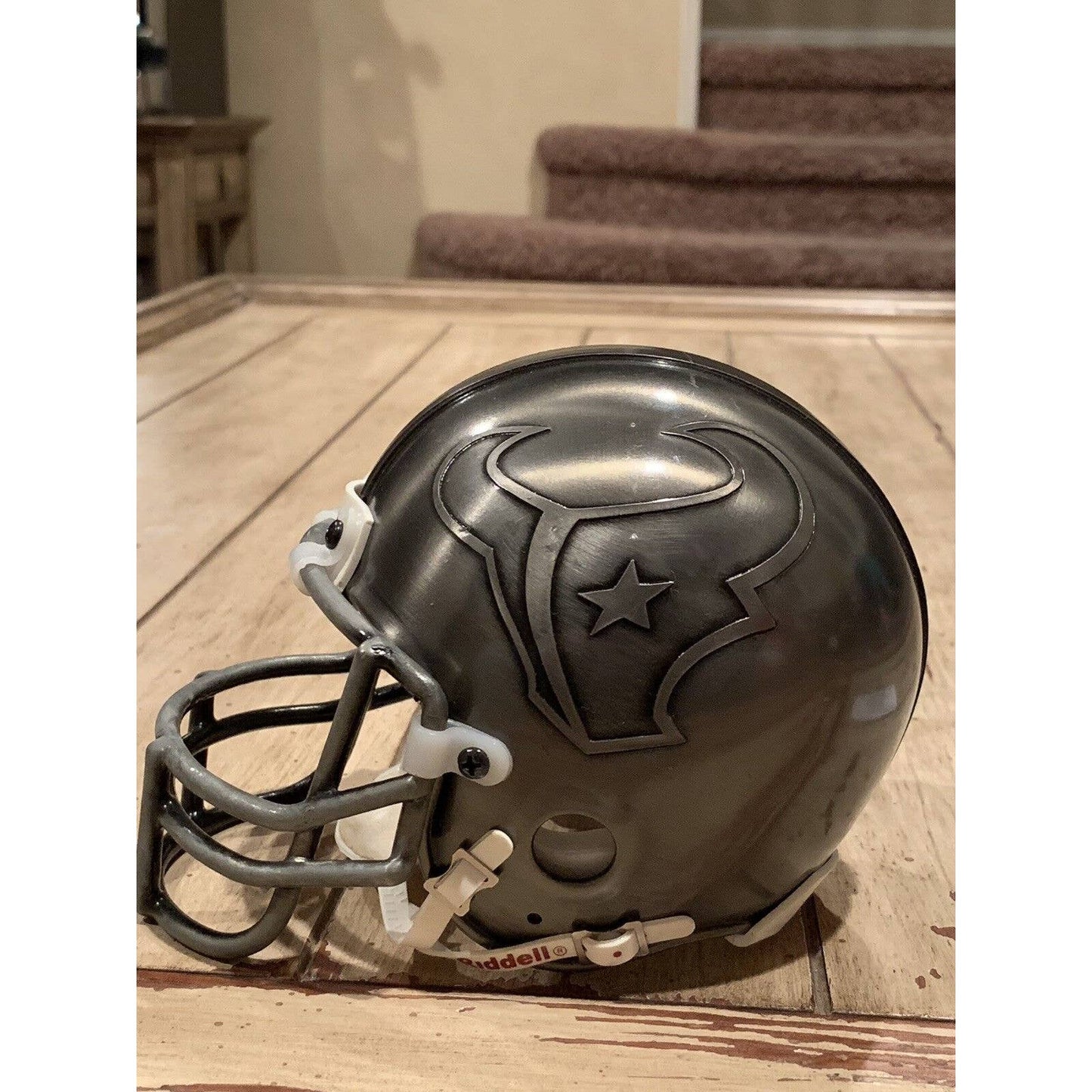 Andre Johnson David Carr Autographed/Signed Pewter Mini Helmet Houston Texans - TreasuresEvolved