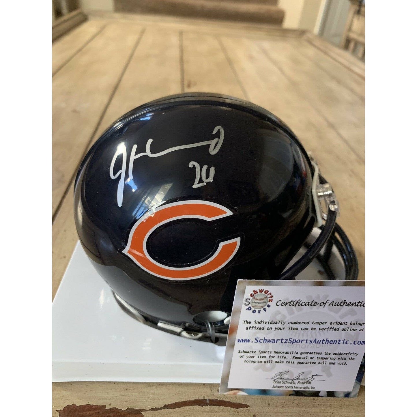 Jordan Howard Autographed/Signed Mini Helmet Schwartz Chicago Bears B - TreasuresEvolved