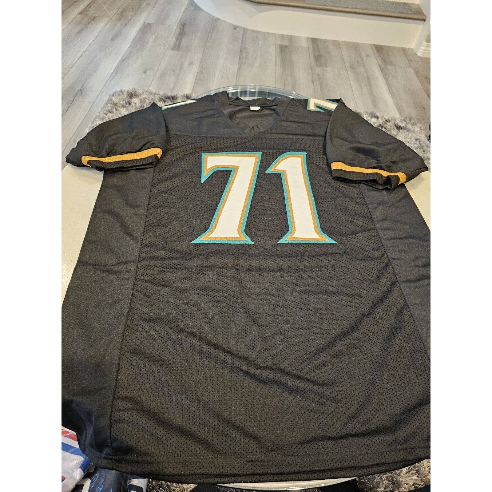 Tony Boselli Autographed/Signed Jersey Beckett Sticker Jacksonville Jaguars - TreasuresEvolved