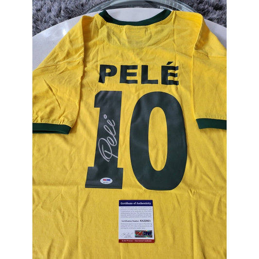 Pelé Autographed/Signed Shirt Jersey PSA/DNA COA Pele Brazil Brasil - TreasuresEvolved