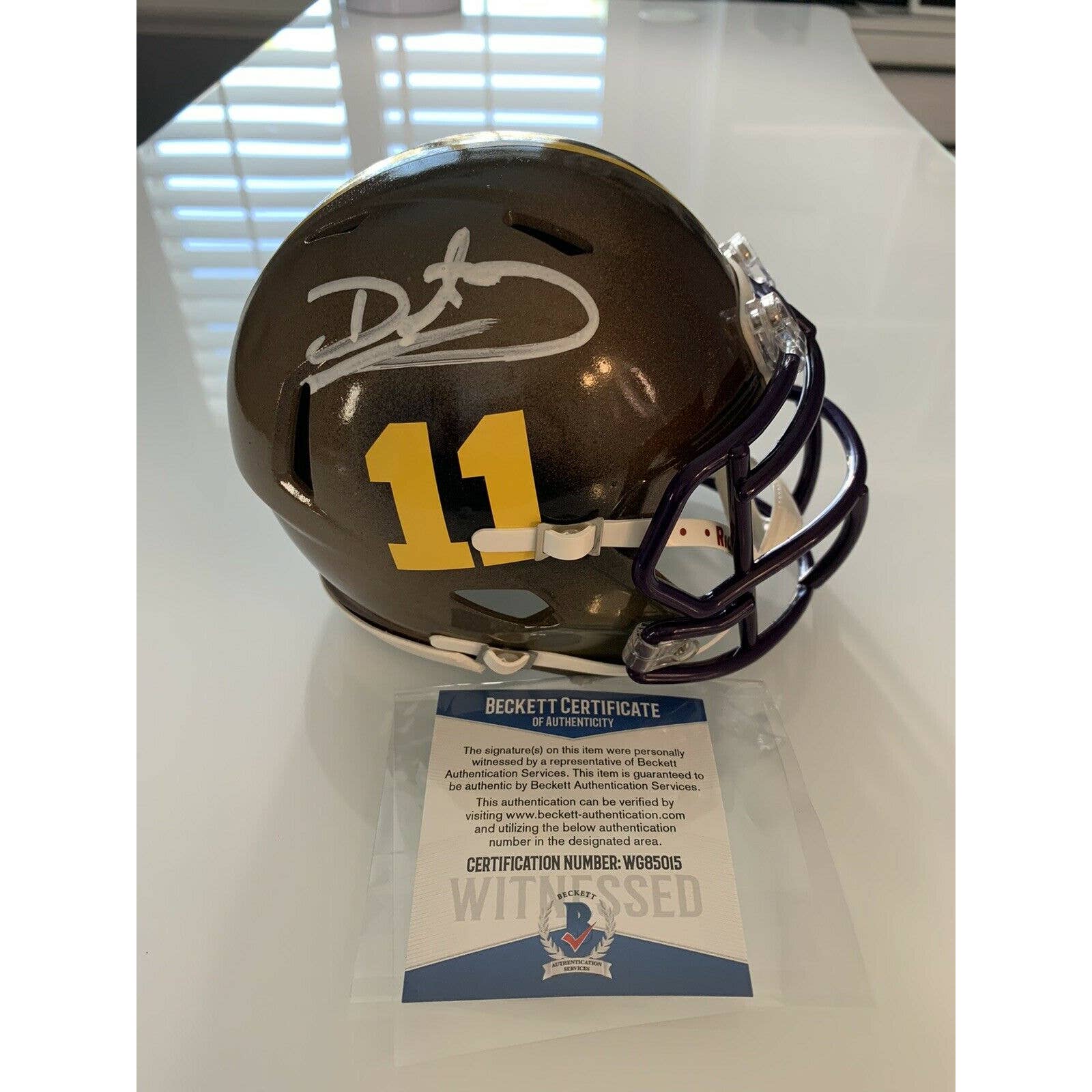 Daunte Culpepper Autographed/Signed Mini Helmet Beckett COA Minnesota Vikings - TreasuresEvolved