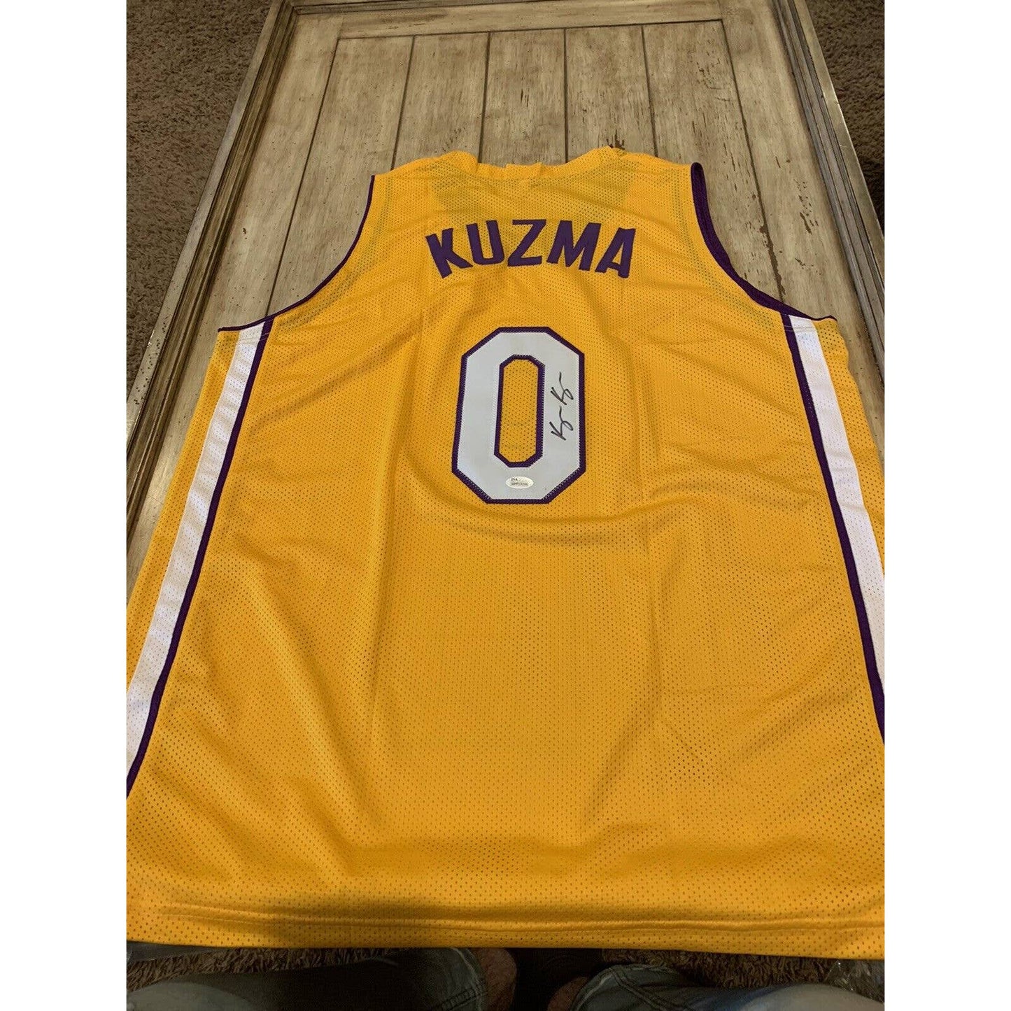 Kyle Kuzma Autographed/Signed Jersey JSA Sticker Los Angeles Lakers LA - TreasuresEvolved