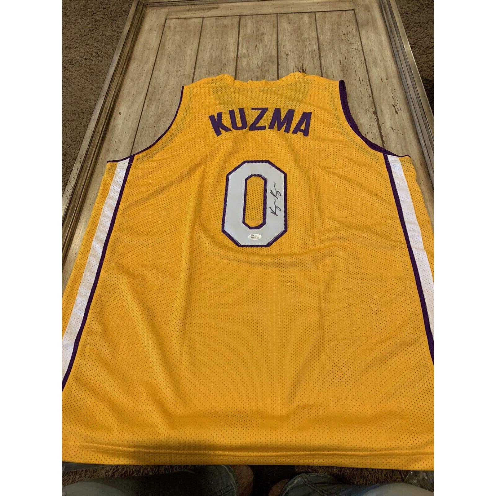 Kyle Kuzma Autographed/Signed Jersey JSA Sticker Los Angeles Lakers LA - TreasuresEvolved