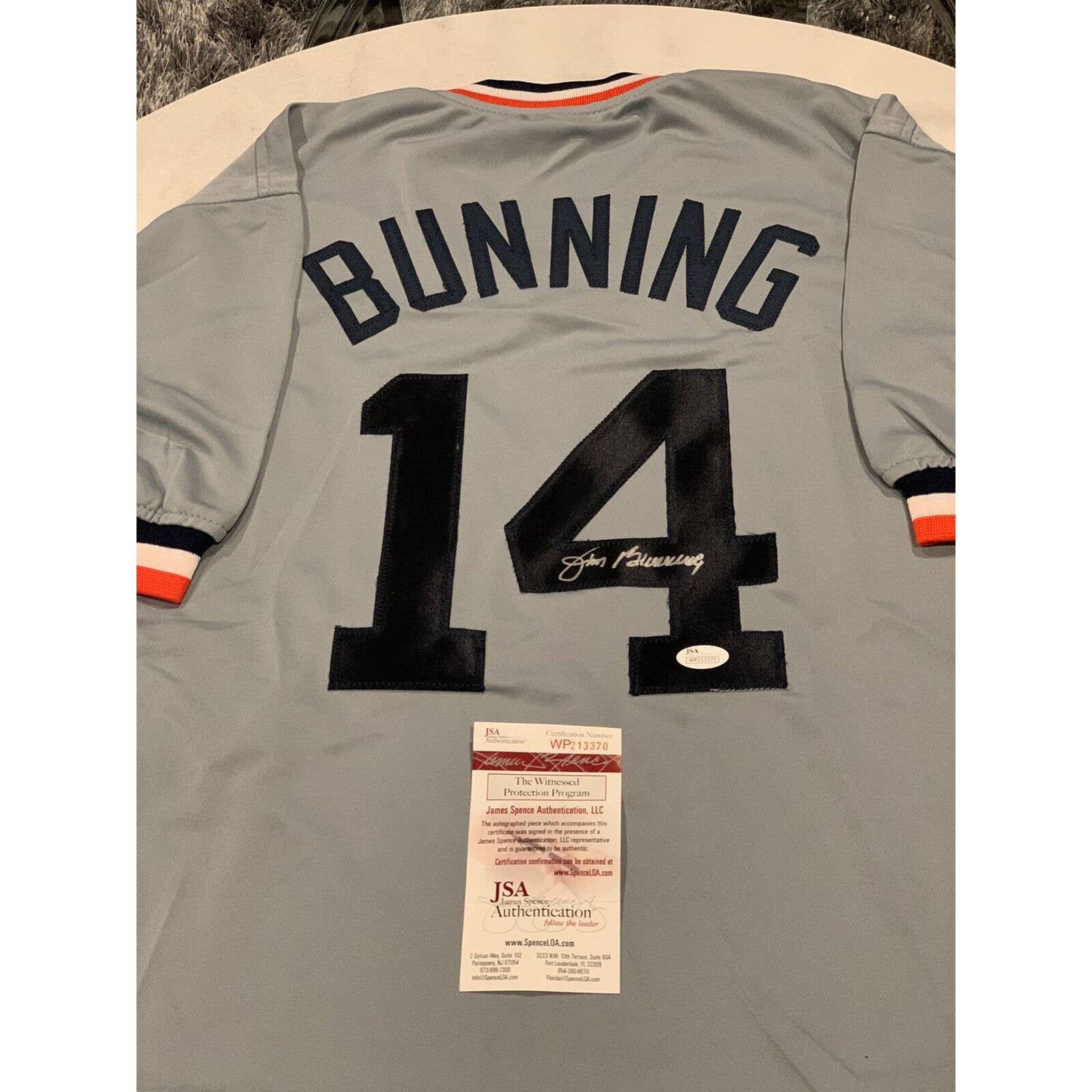 Jim Bunning Autographed/Signed Jersey JSA COA Detroit Tigers - TreasuresEvolved