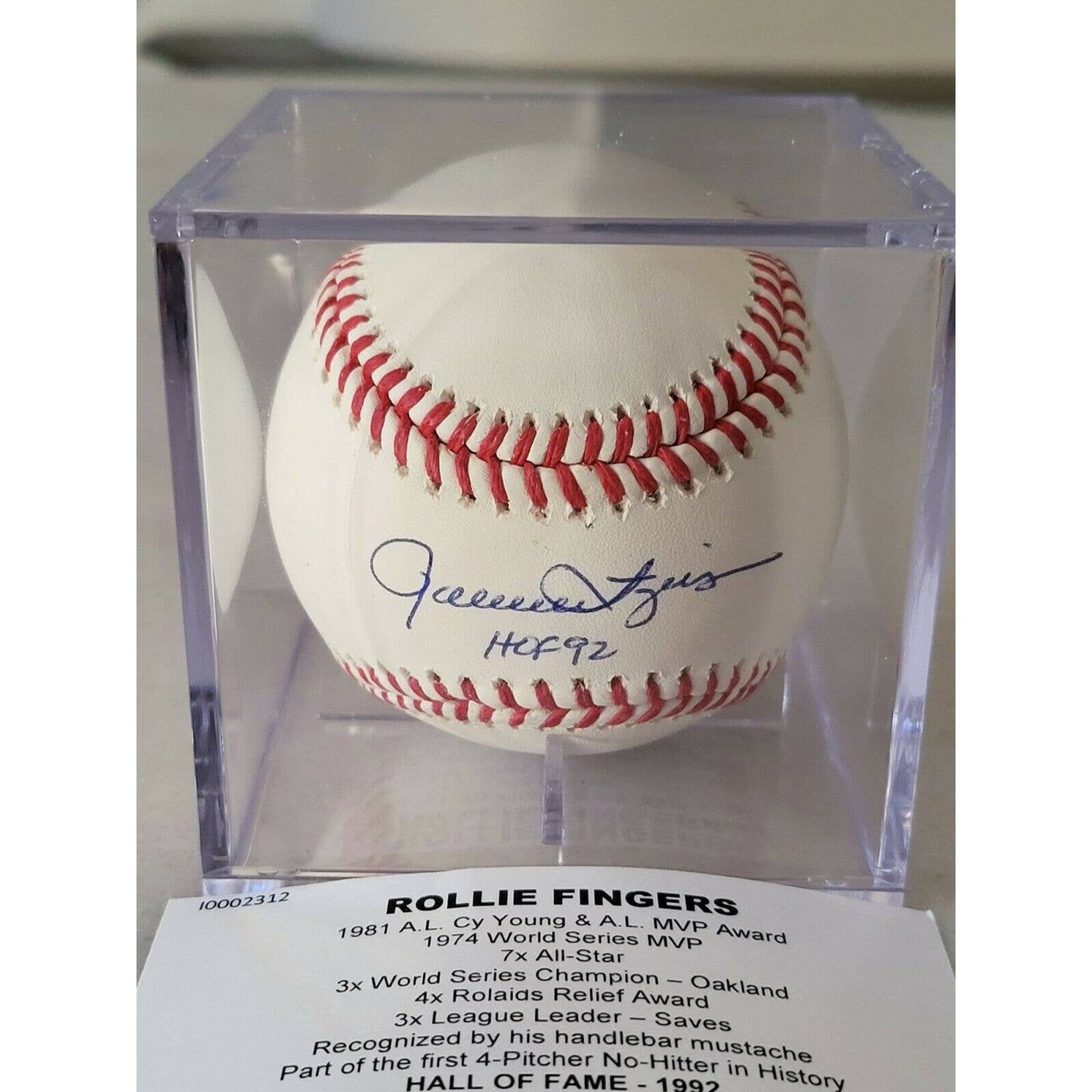 Rollie Fingers Autographed/Signed Baseball TRISTAR HOF 92 - TreasuresEvolved
