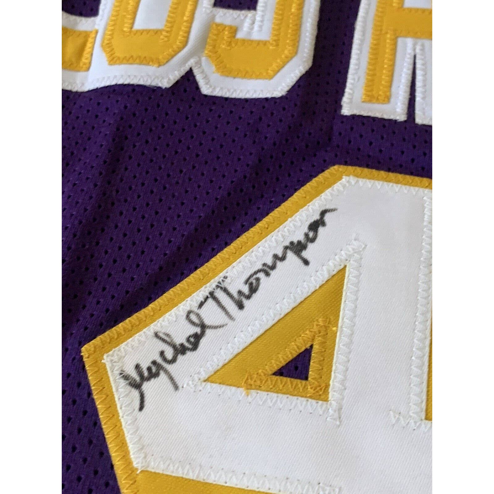 Mychal Thompson Autographed/Signed Jersey COA Los Angeles Lakers LA - TreasuresEvolved